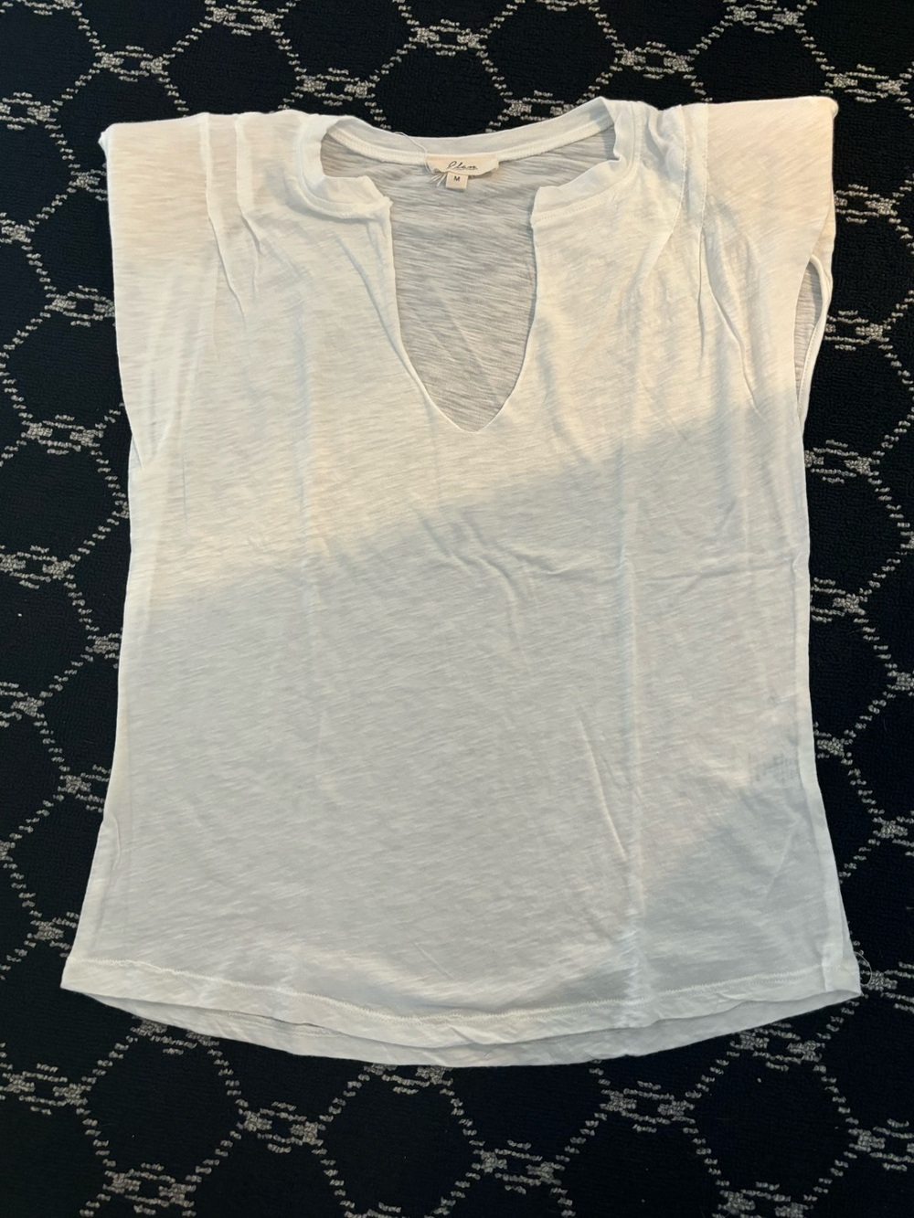 Elan White sleeveless V-Neck with shoulder pads